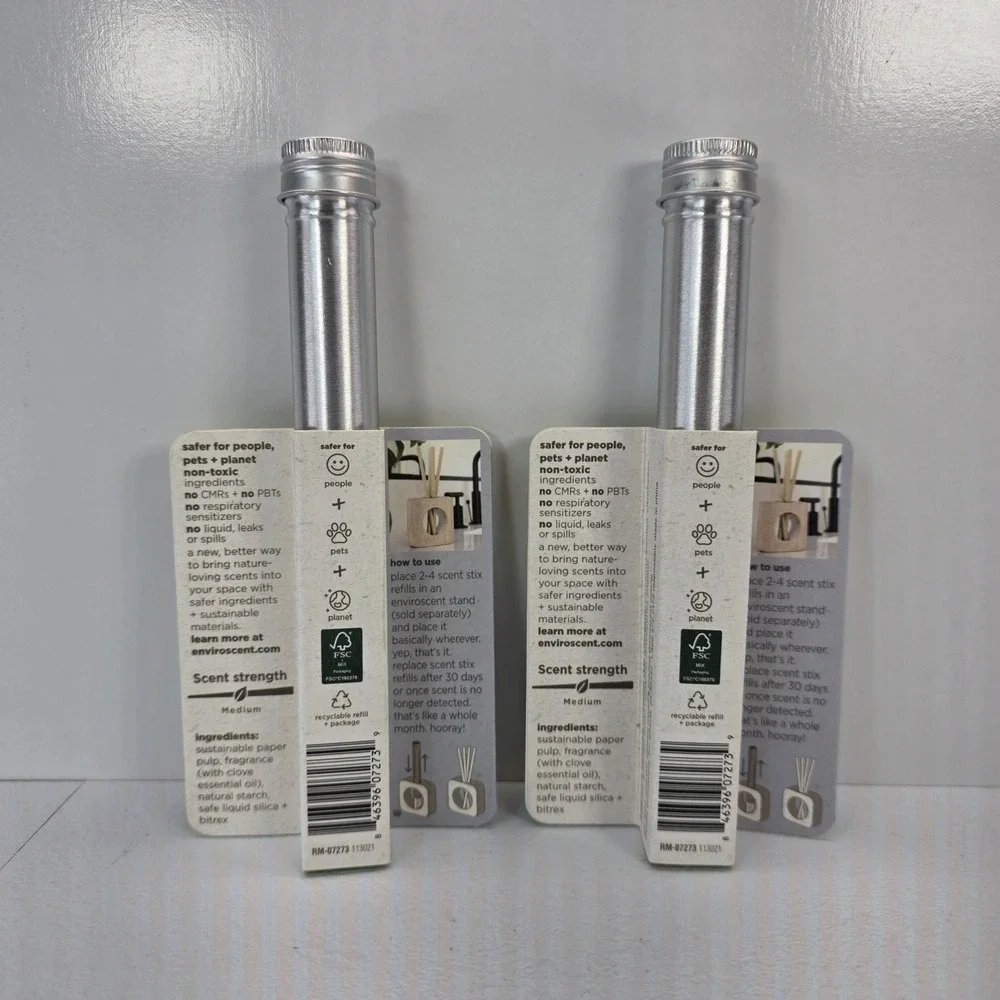 2 Pack Enviroscent Rainwater Bamboo Scent Stix Refills Non-Toxic Air Freshener